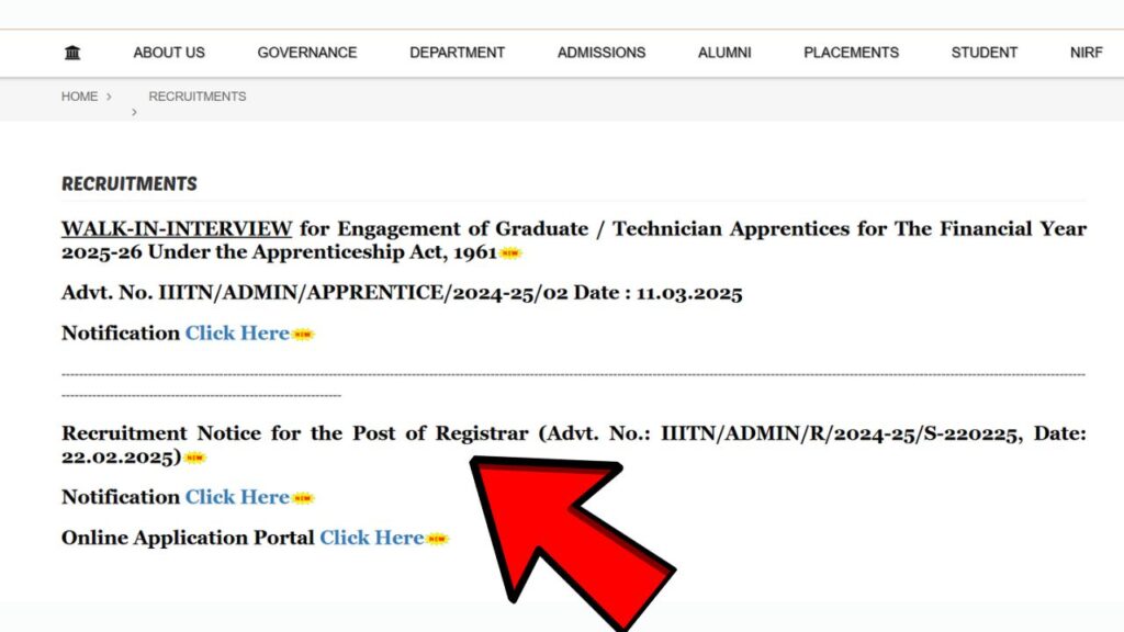 IIIT Registrar recruitment 2025 Apply Online min