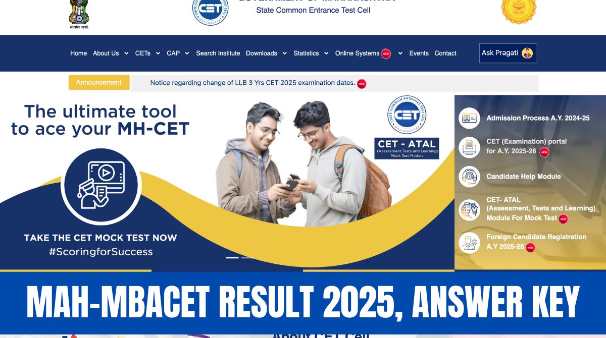 MAH-MBACET Result 2025, Answer key {out } @cetcall.mahacet.org.in Cut Off,